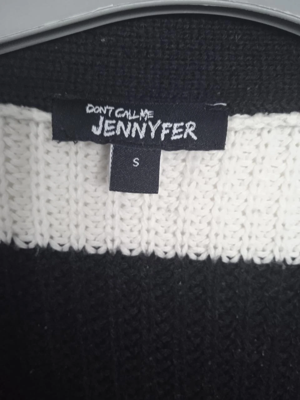 White and black striped cardigan vest, chunky knit jennyfer size S/36 – photo 3